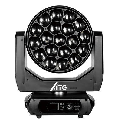DMX512 मंच प्रकाश व्यवस्था डीजे प्रकाश व्यवस्था उपकरण 19*20W मधुमक्खी आंख ज़ूम इवेंट मंच शादी डिस्को के लिए चलती हेडलाइट्स